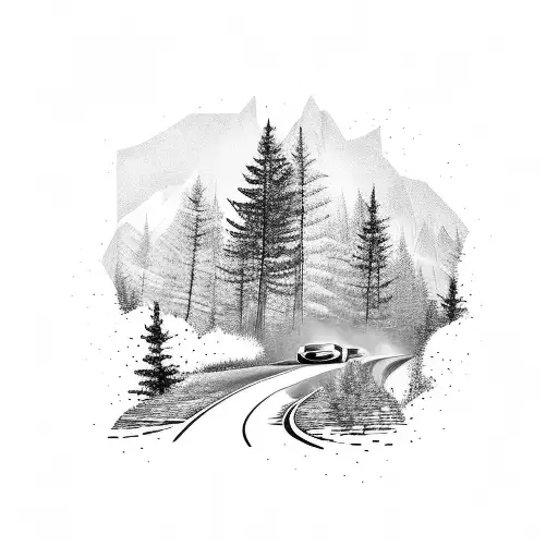 A Sleek Sports Car Racing Through A Vibrant Forest