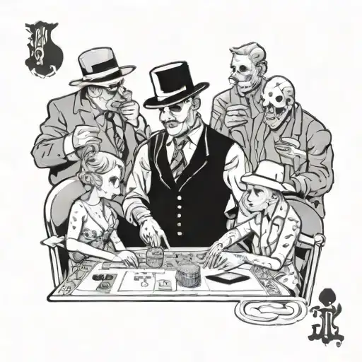 A Gangster Playing Poker With Ghostly Figures As Opponents