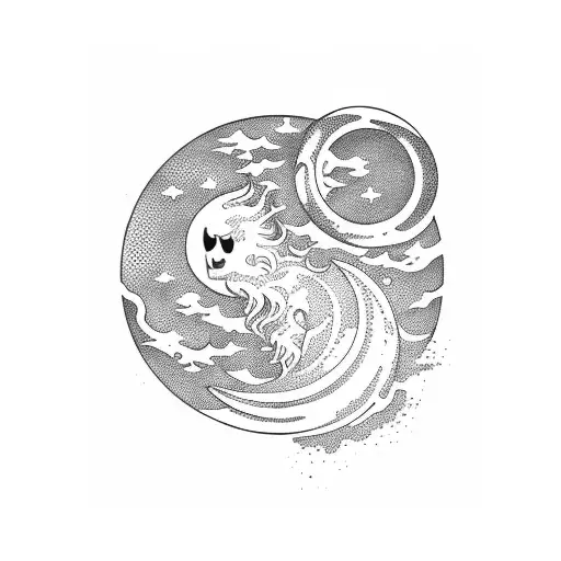 Moon With Wave Masculine