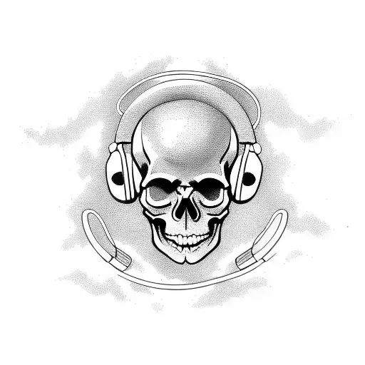 A Skull With Headphones And Musical Notes Flowing Out As Soundwaves