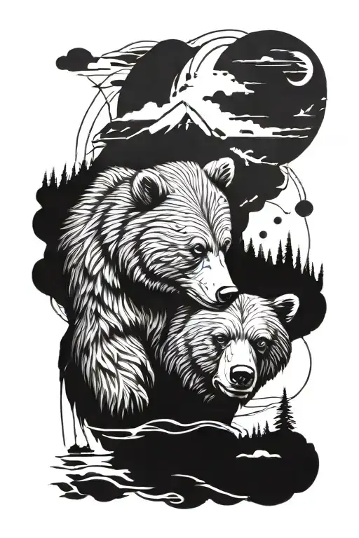 Black Forearm And Bear On Shoulder