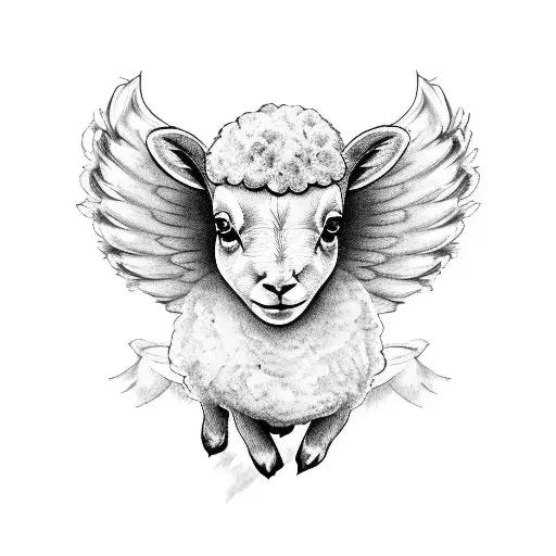 Baby Lamb With Angel Wings And Halo