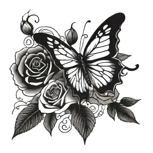 A Butterfly And Rose Intertwined To Symbolize Eternal Love