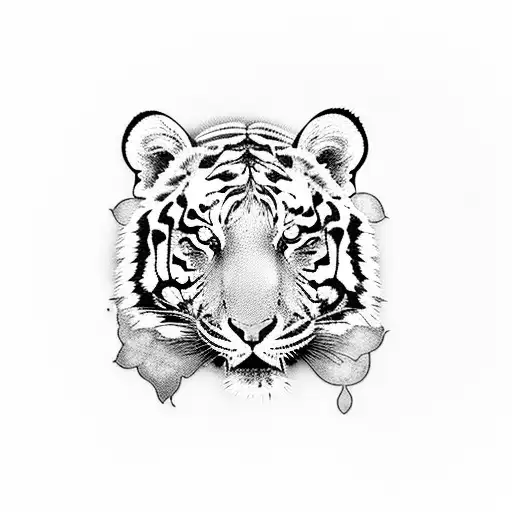 A Drink With A Tiger And Flower Design