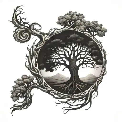 Tree Of Life Oak Tree Half Dead Tree