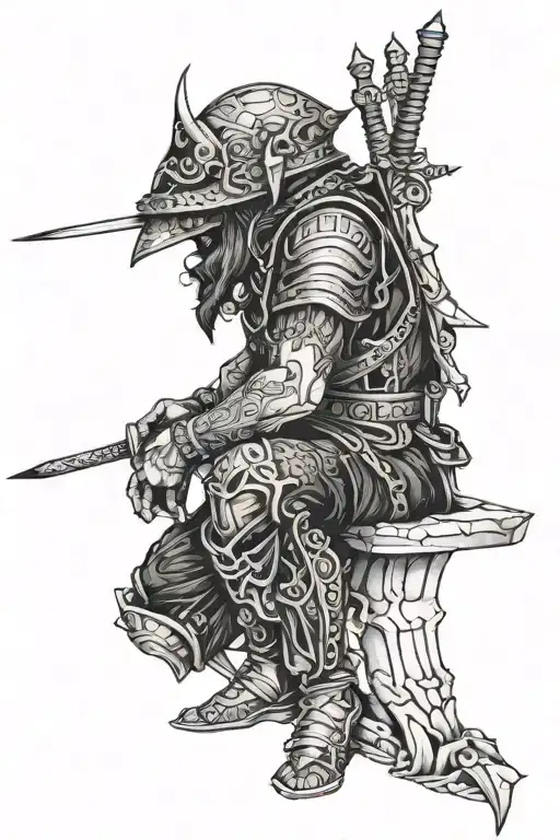 Double Vision Warrior Sitting Alone