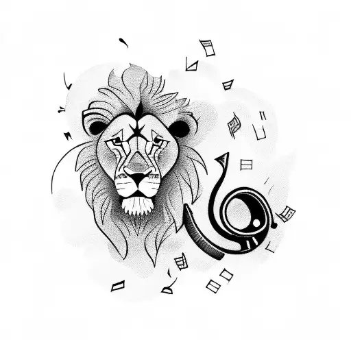 A Lion Playing A Musical Instrument While Traveling Through Time