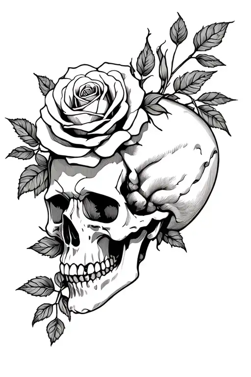 Skull And Roses Intertwined