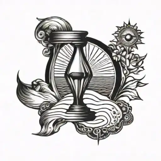 Sand Glass And Sun Shining