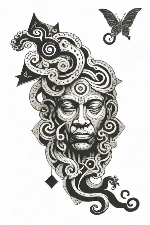 Medusa Head Geometrical Shapes Mandela Style Mixed