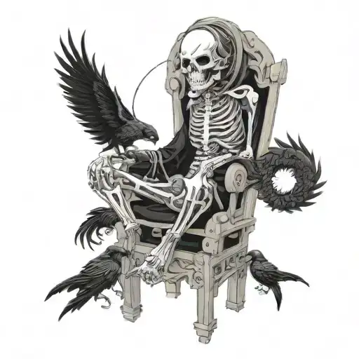 Itachi Uchiha Susano Skeleton On Throne Surrounded By Crows