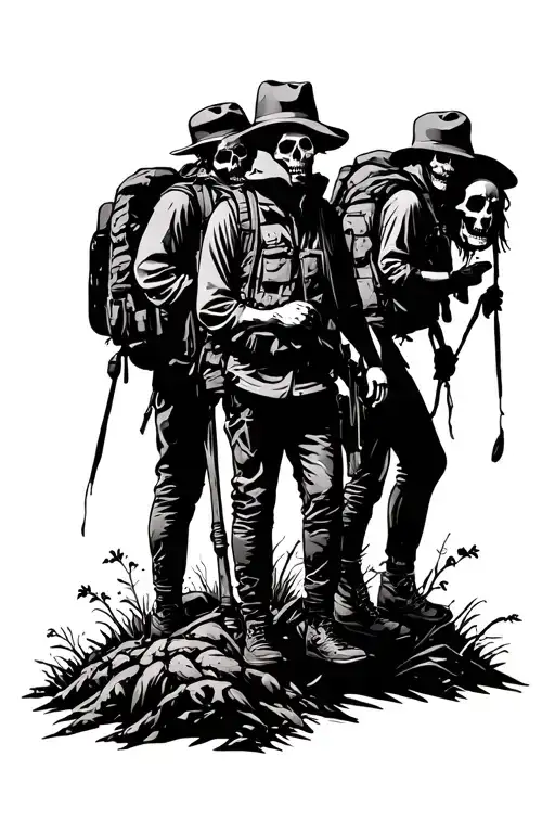 Hikers With Skull