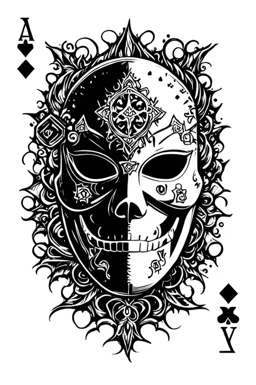 Mask Dice And Card Design Featuring