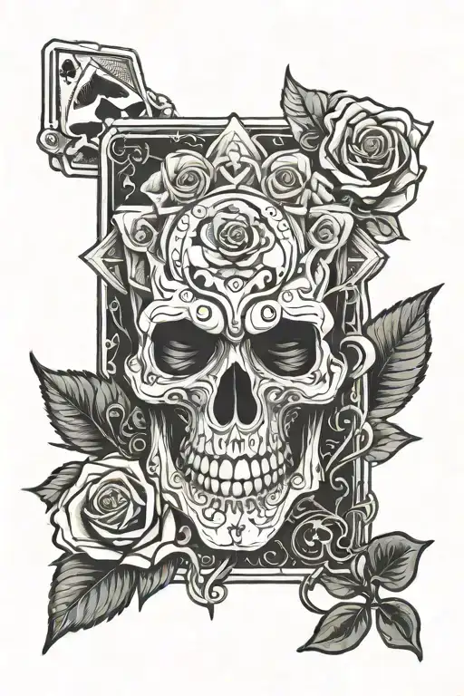Joker Card Dice Skull Rose