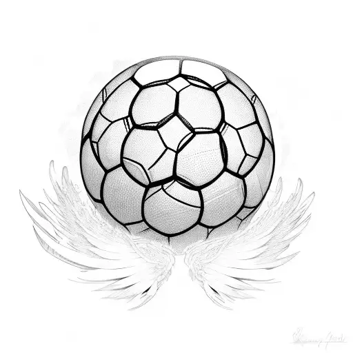 A Cartoon-style Soccer Ball With Wings And A Halo