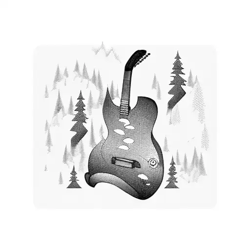 A Guitar Surrounded By A Forest Landscape