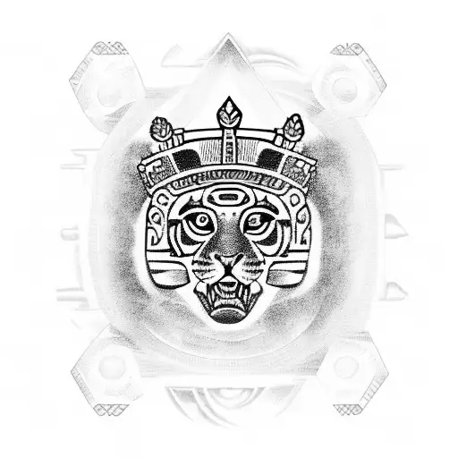 Mayan Calendar With A Jaguar With A A Crown With 3 Gems