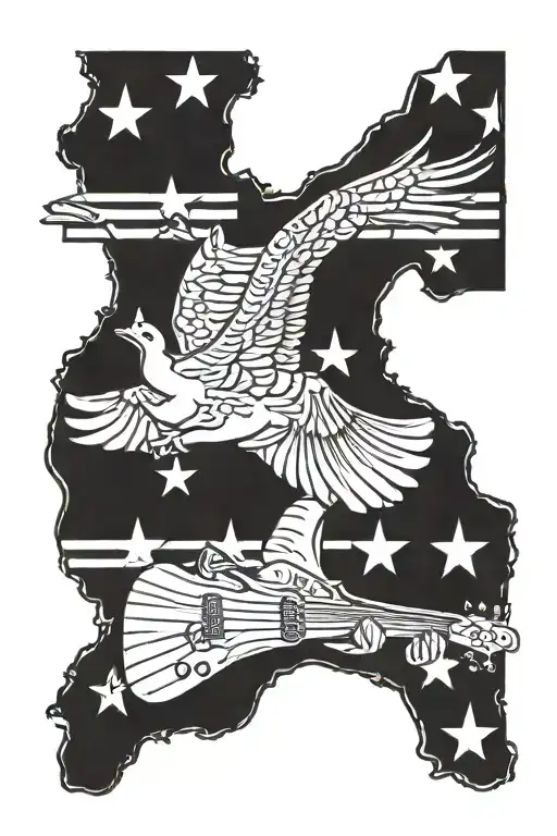 Duck Hunting Country Musician Guitar White Tail Deer American Flag