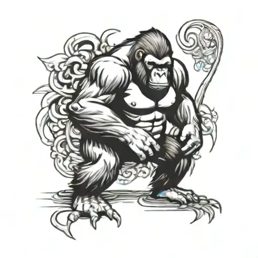 Intimidating Gorilla Standing Proudly