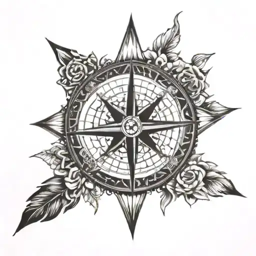 Compass Rose Pointing To Northwest
