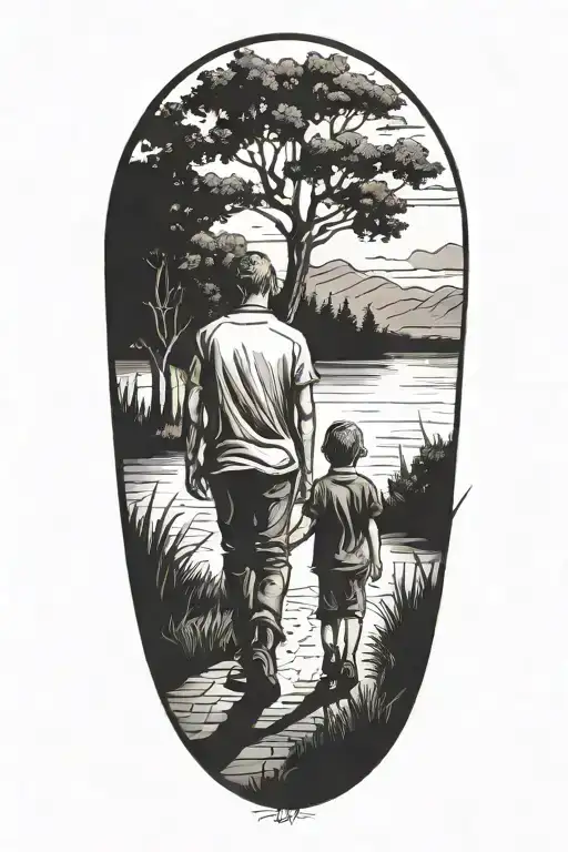 Father And Son Walking