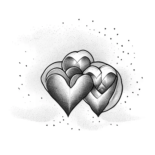 Three Hearts With Kids Names