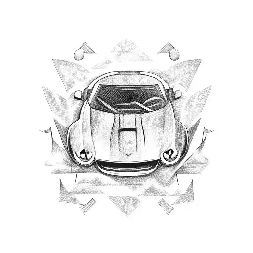 A Sketch-style Illustration Of A Sleek Sports Car Surrounded By Swirling Musical Notes