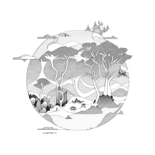 Ecosystem Showing Humans Connection To Nature