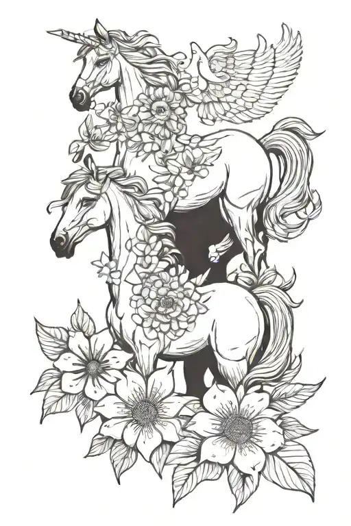 Farm Horse Flowers Dove