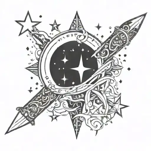 Dagger And Stars With Aquarius Constellation