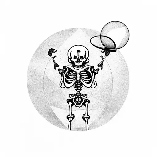 A Mystical Skeleton Holding A Crystal Ball With Astrological Signs Floating Around It