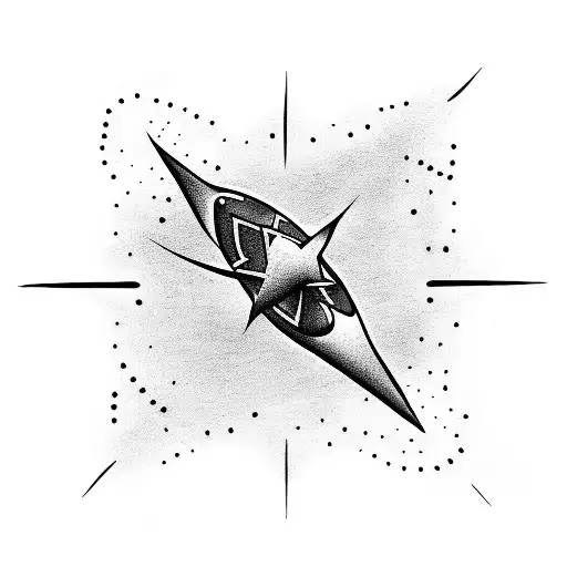 A Blackwork Tattoo Of A Shooting Star Soaring Through The Galaxy