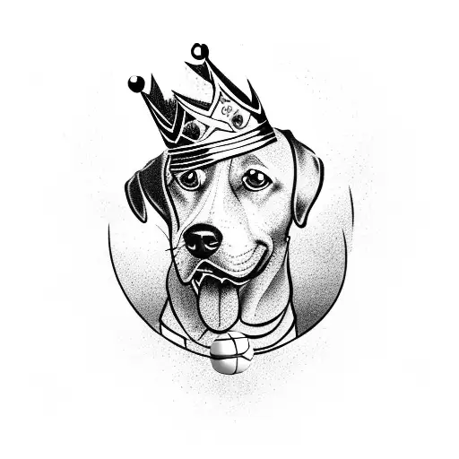 A Dog Playing Basketball With A Crown On Its Head