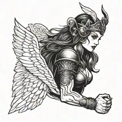 Valkyrie On The Forearm Of The Left Hand And