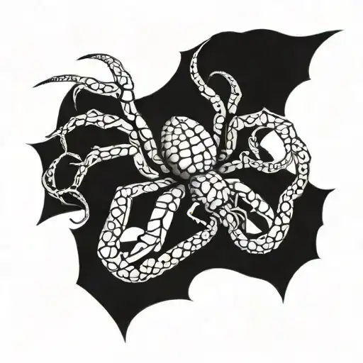 Spider Clamped By A Snake