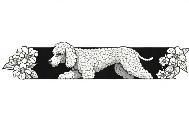 Standard Poodle Dog With Dogwood Flowers