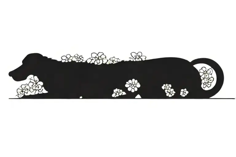 Standard Poodle Dog Silhouette With Dogwood Flowers