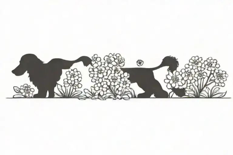 Standard Poodle Dog Silhouette With Dogwood Flowers