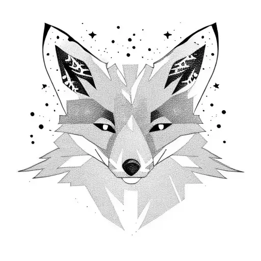 A Trail Of Stars Leading To A Fox Running Silhouette