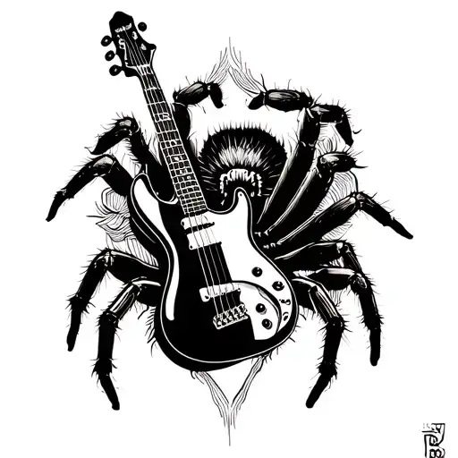 A Bass Guitar And A Tarantula Intertwined In A Unique Design