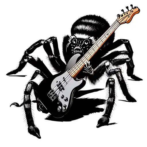 A Tarantula Playing A Bass Guitar In A Whimsical And Detailed Design