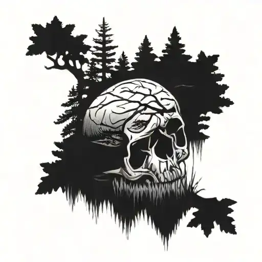 Skull Fading Into Woods