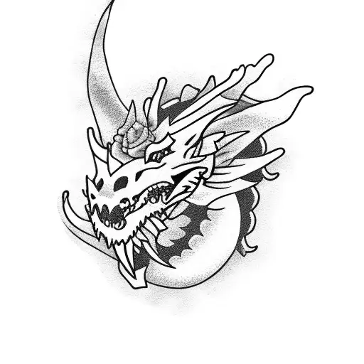 Dragon With Martinez Name And Roses