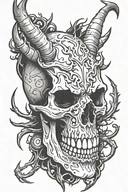 Wendigo Skull With Twisted Antlers