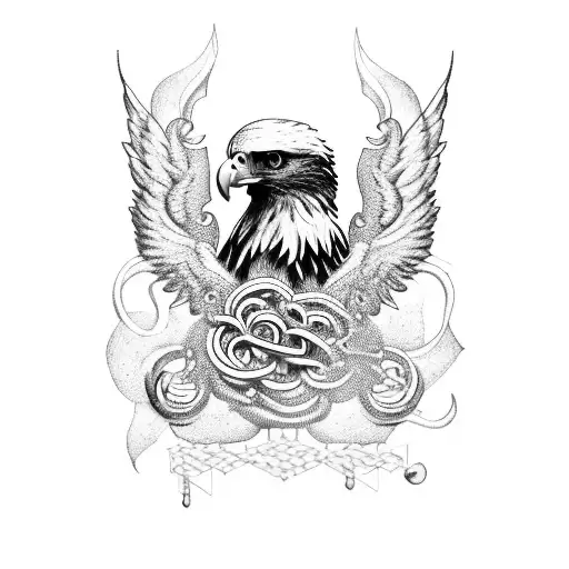 A Majestic Eagle Perched On A Chain With Musical Notes Intertwined