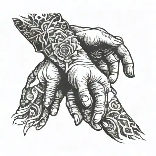 Daughter And Father Holding Hands