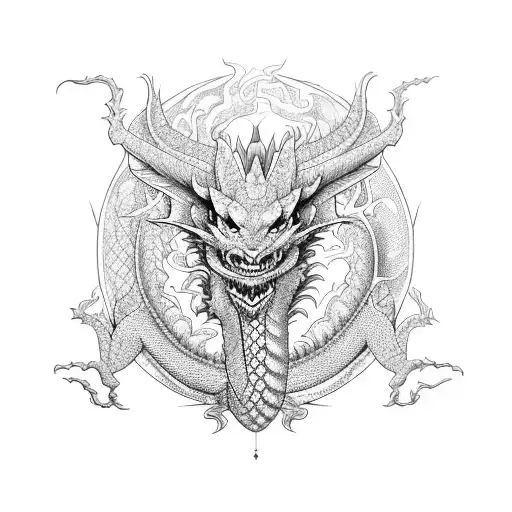 Dragon With Four Clocks And With Sygnificant Date