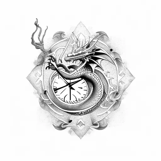 Dragon With Four Clocks