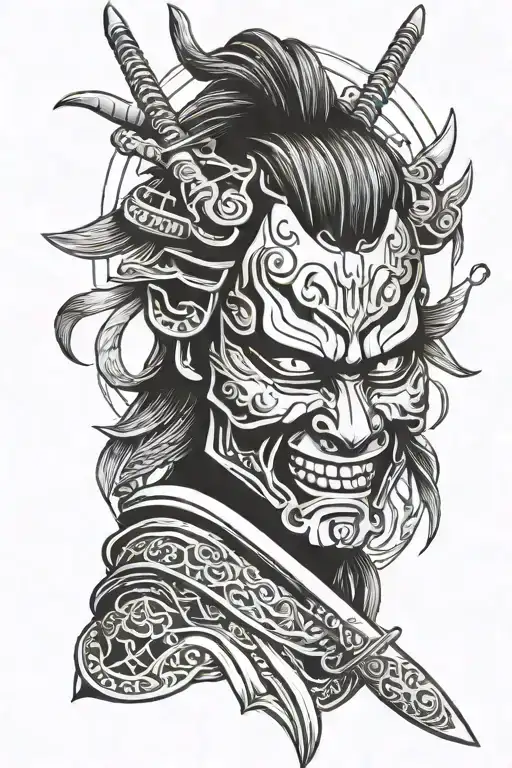 Samurai Mask With A Sword From Money Bag