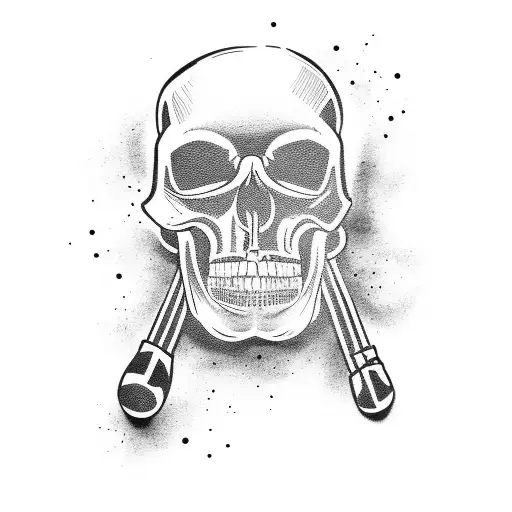 Wrestler's Silhouette Smashing Through A Skull